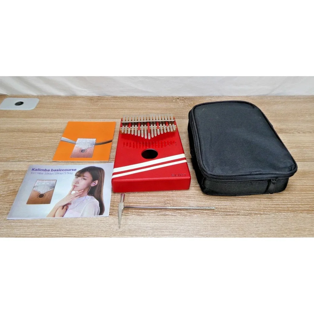 Slint Kalimba 17 Key Thumb Piano Red Wood Portable Musical Instrument W Case